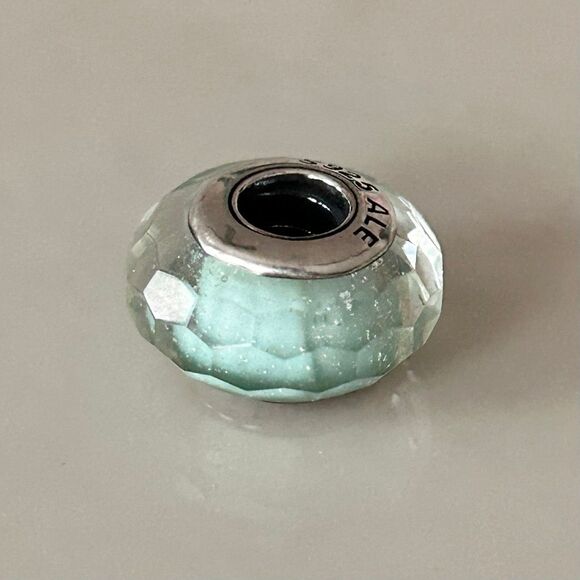 PANDORA Fascinating Iridescence Frosty Mint Facet Glass Charm ALE 925S Authentic - Picture 10 of 10